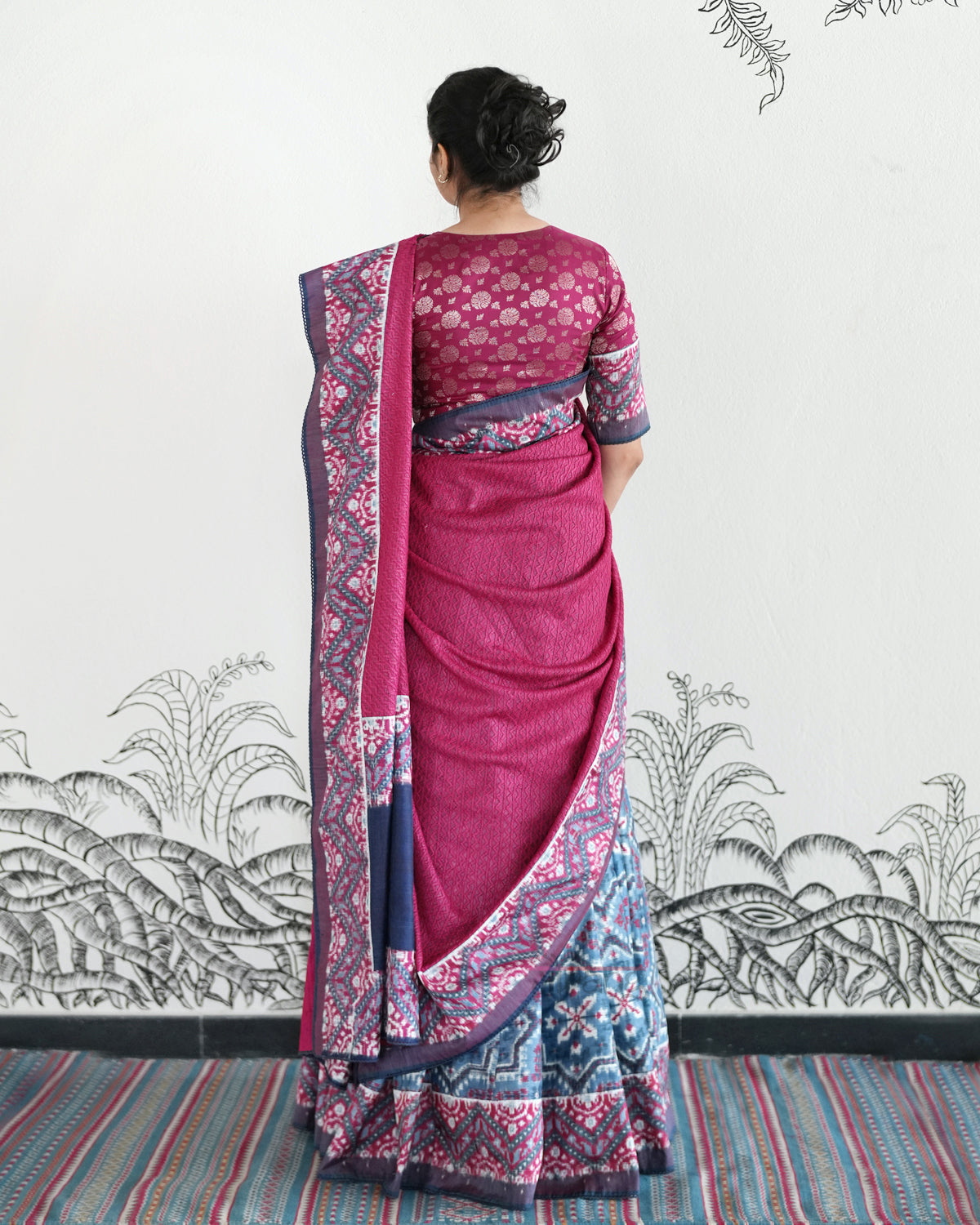 Indigo Handwoven Silk Double Ikat Lehenga
