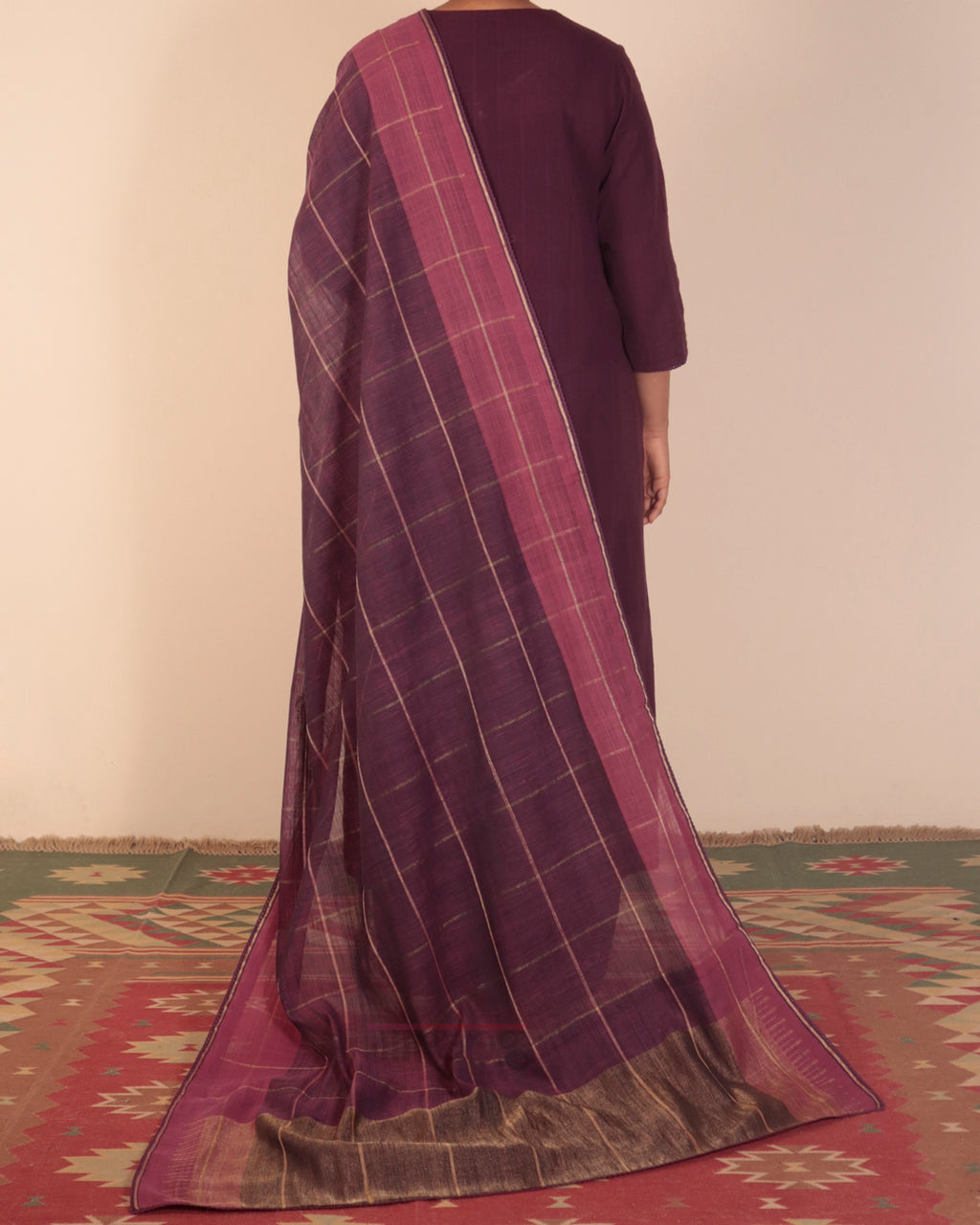 Purple Jamdani Kurta Set