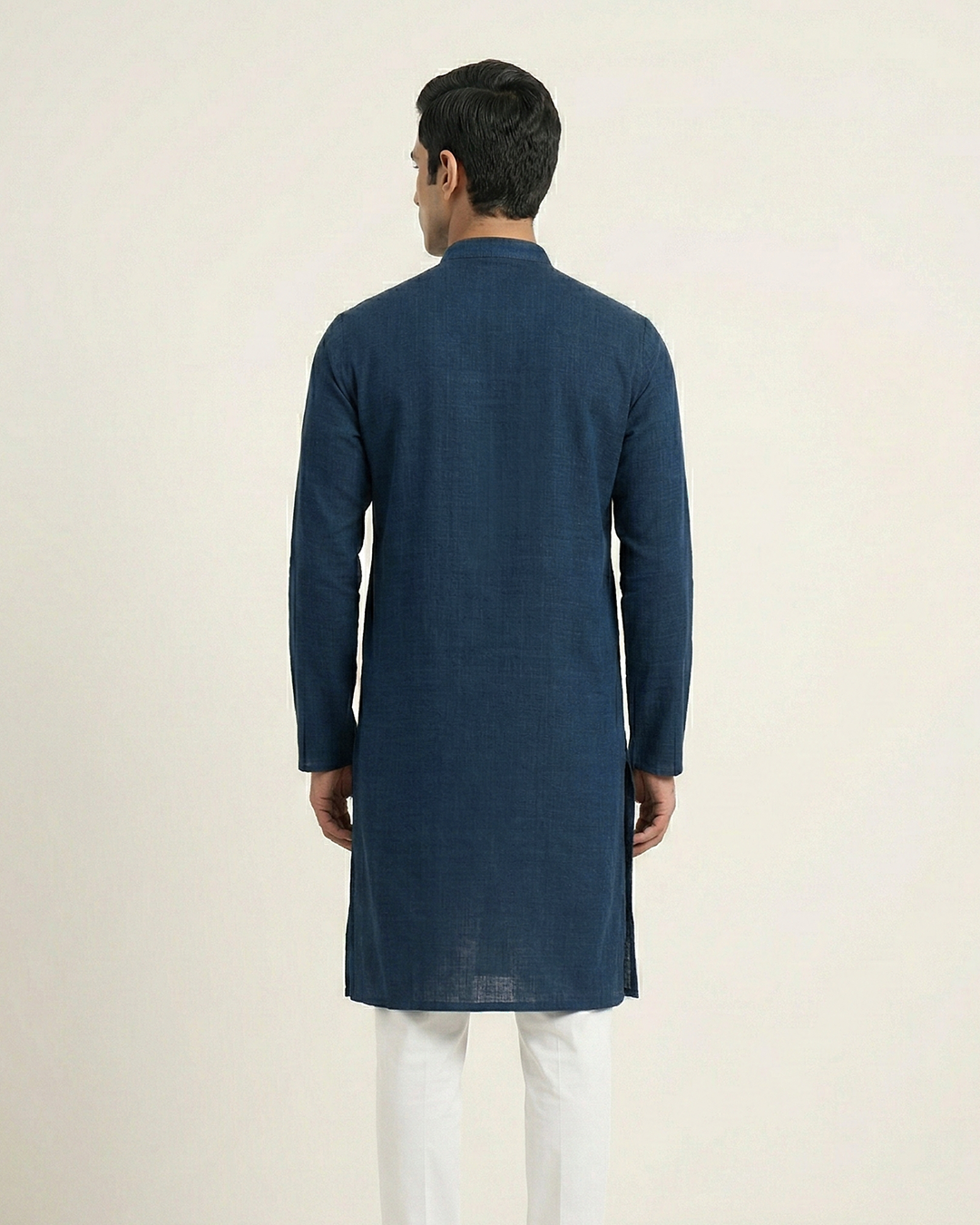 Indigo Handwoven Matka Silk Kurta