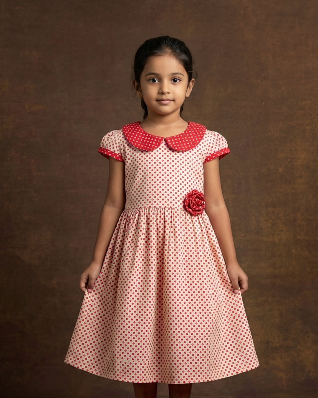 Peach Bandhani Printed Frock