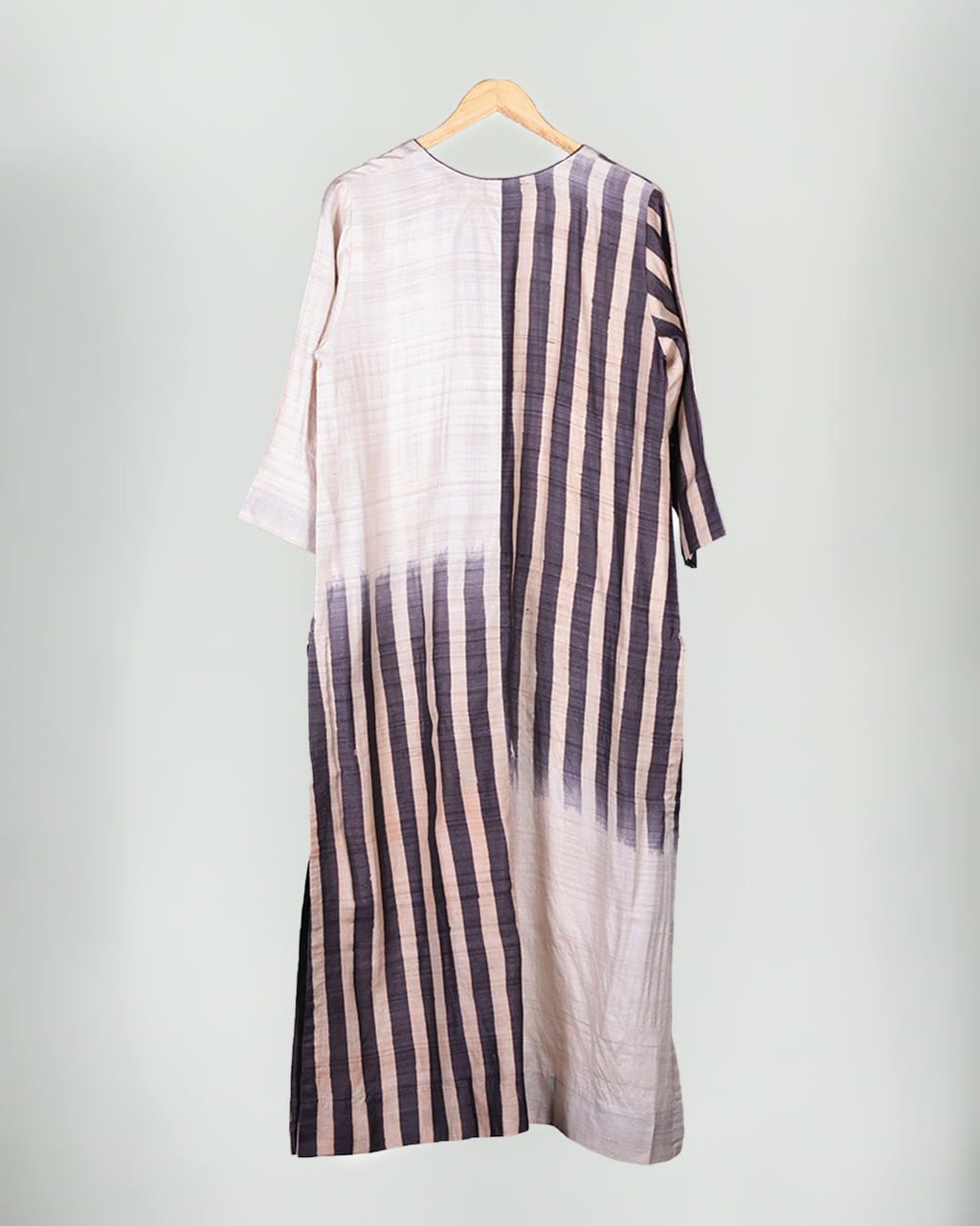 Beige Hand Block Printed Tussar Silk Kurta Set