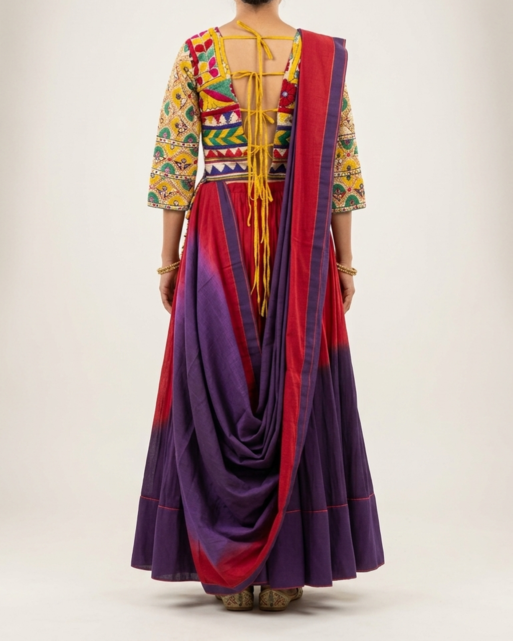 Handwoven Khadi Double Shade Lehenga