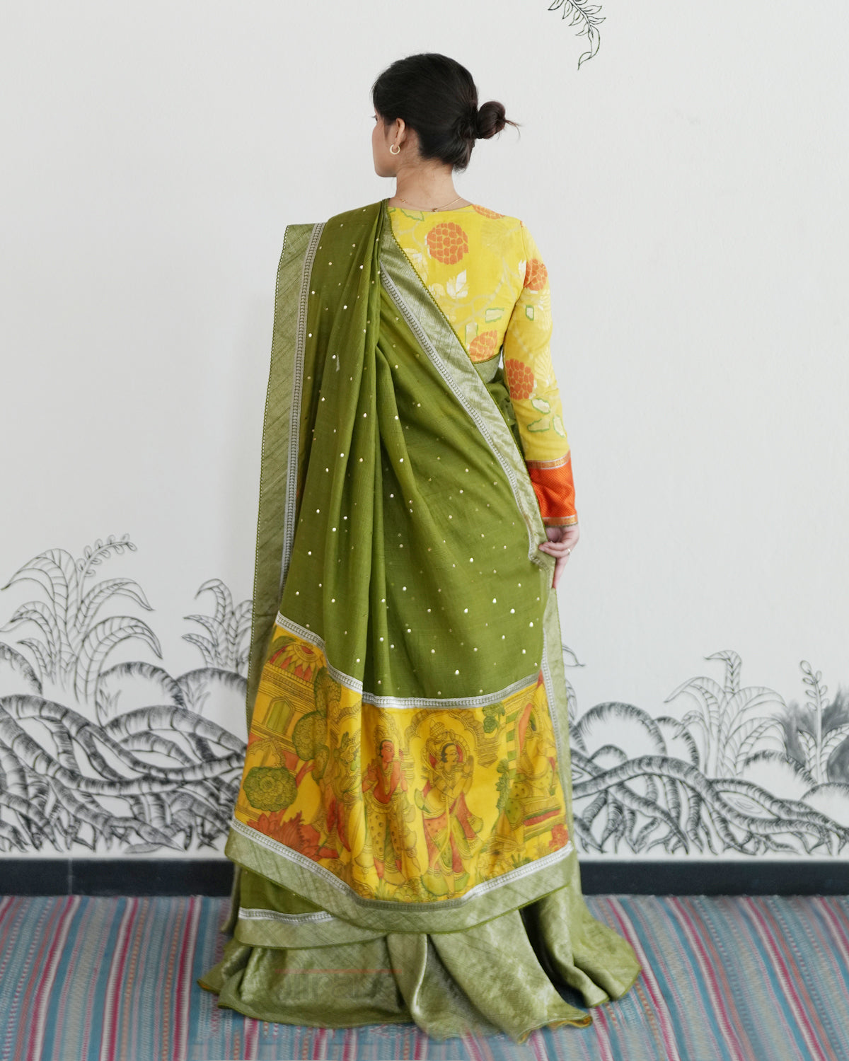Mauve Handwoven Tussar Tissue Lehenga