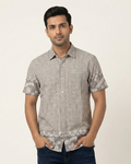 Grey Handwoven Fine Khadi Jamdhani Shirt