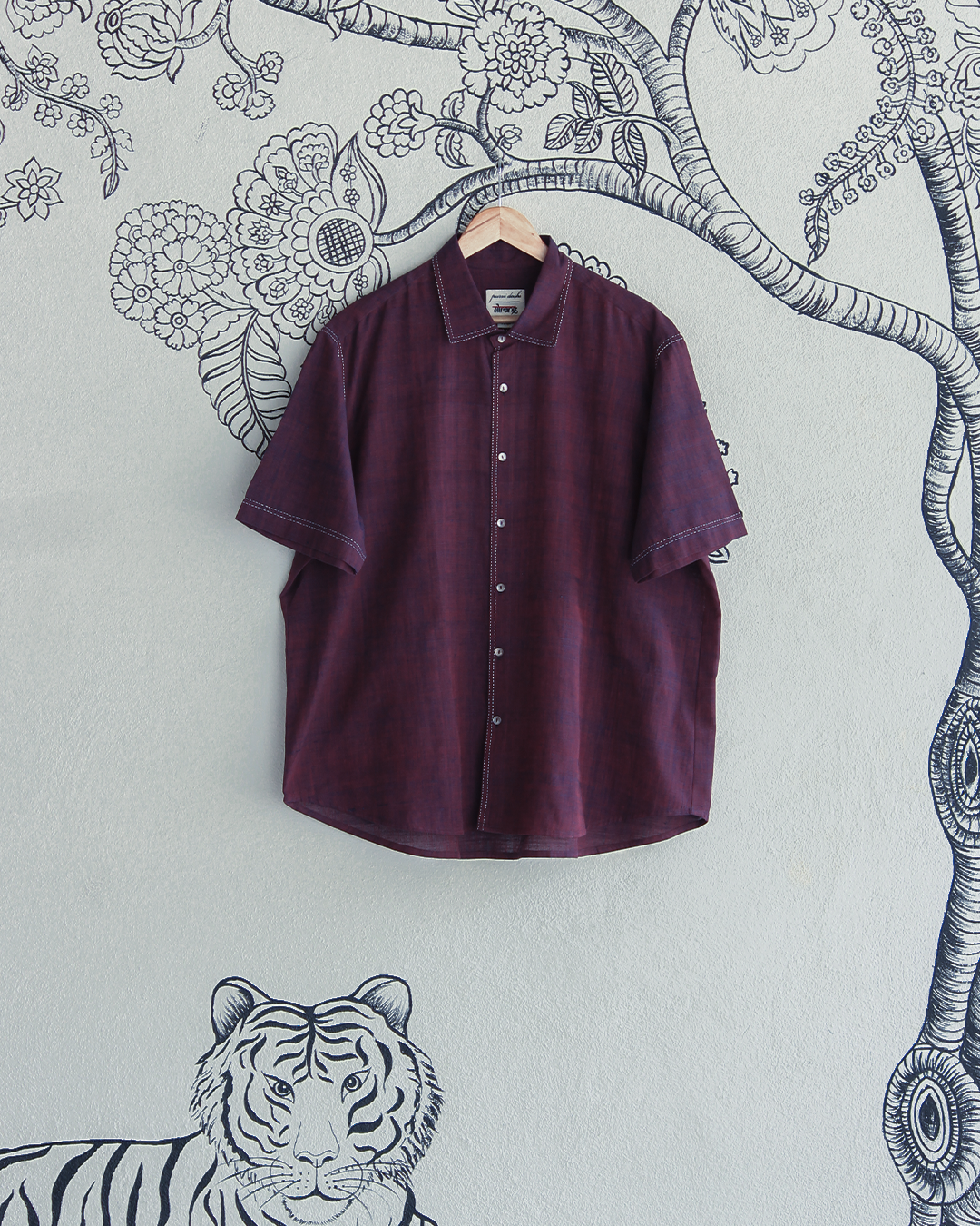 Wine Handwoven Khadi Shirt