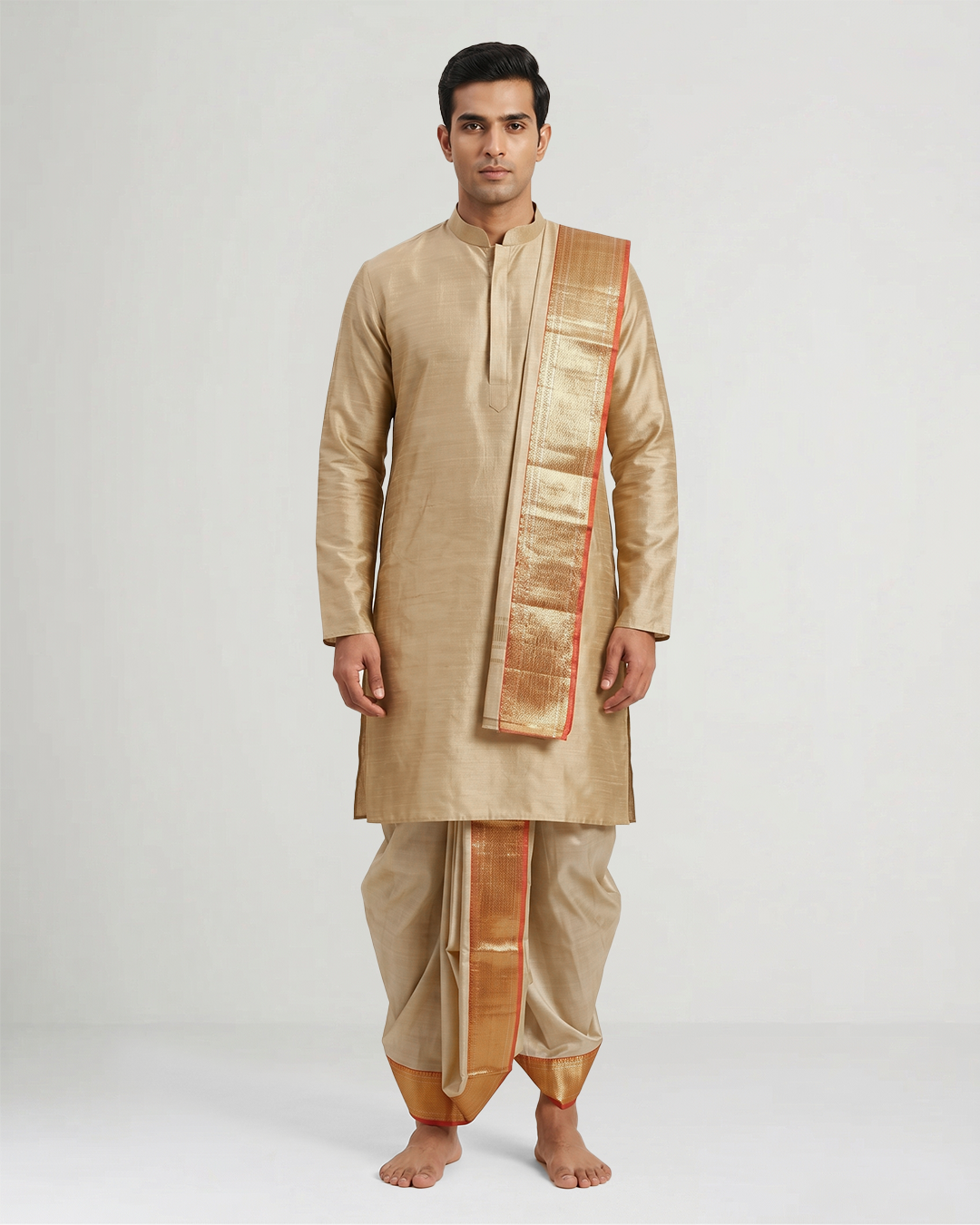 Handwoven Kanjeevaram Dhoti Kurta Set