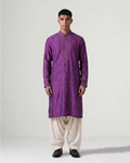 Purple Hand Chikankari Embroidered Kurta