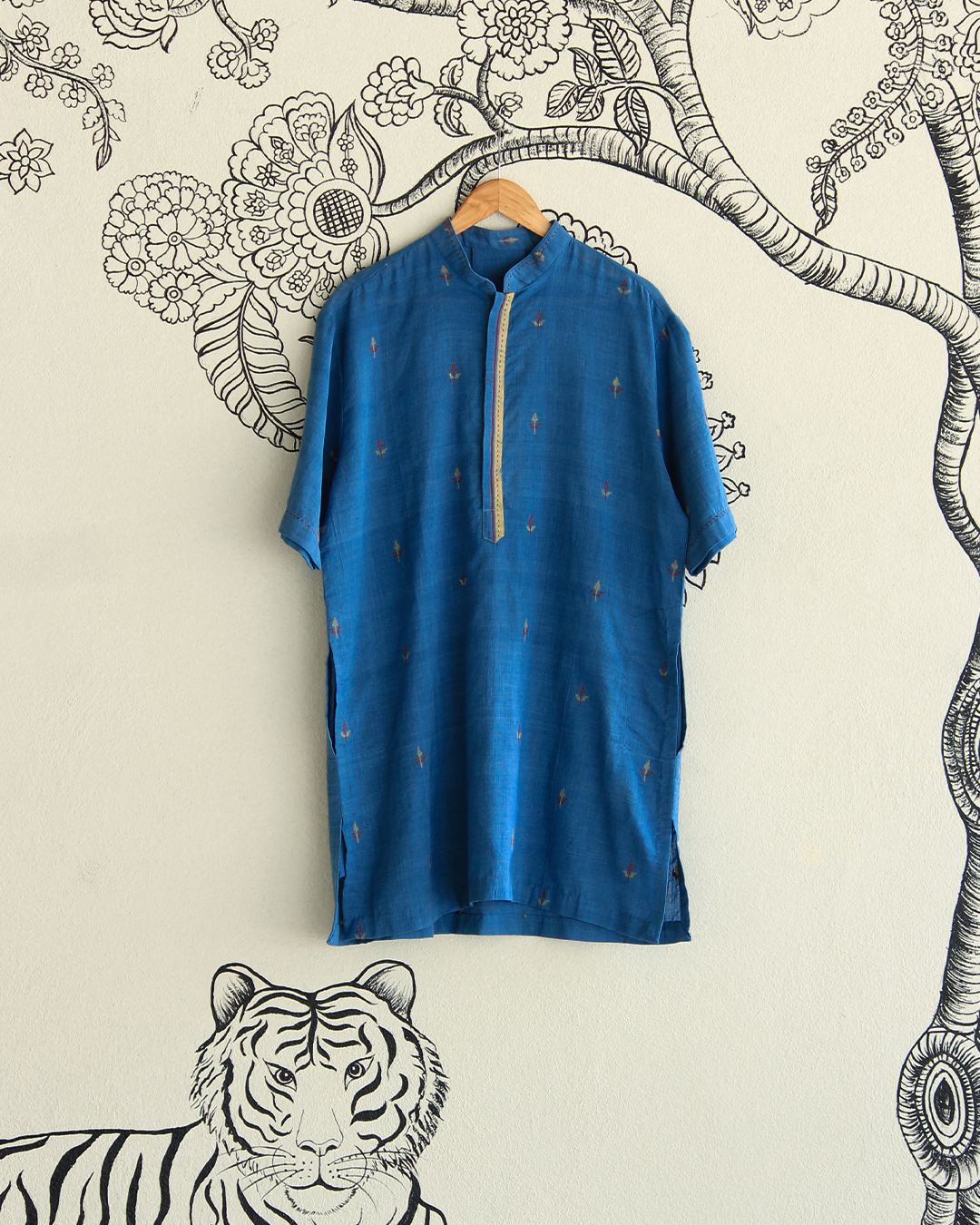 Light Indigo Handwoven Khadi Short Kurta