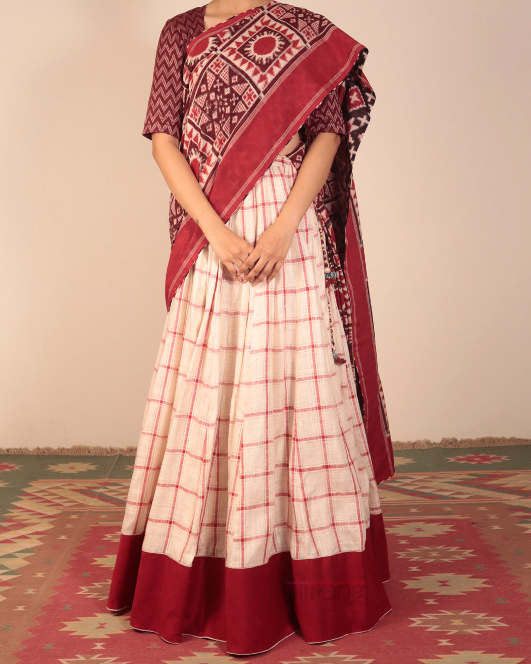 Off White Matka Silk Lehenga