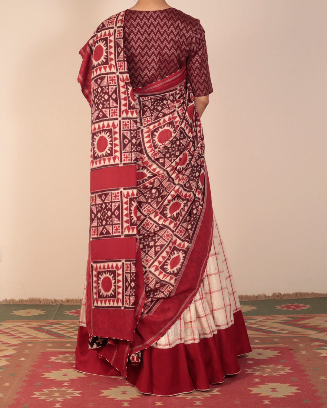 Off White Matka Silk Lehenga