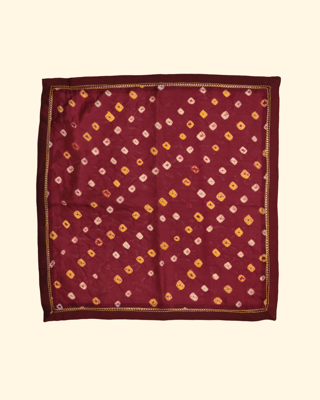 Maroon Handwoven Bandhani Silk Pocket Square