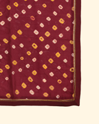 Maroon Handwoven Bandhani Silk Pocket Square