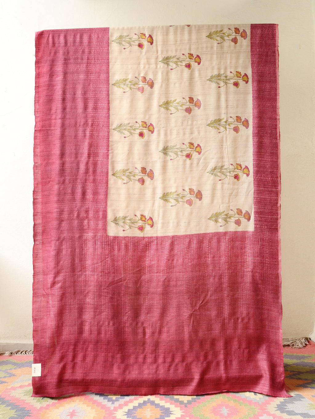 Beige Tussar Saree