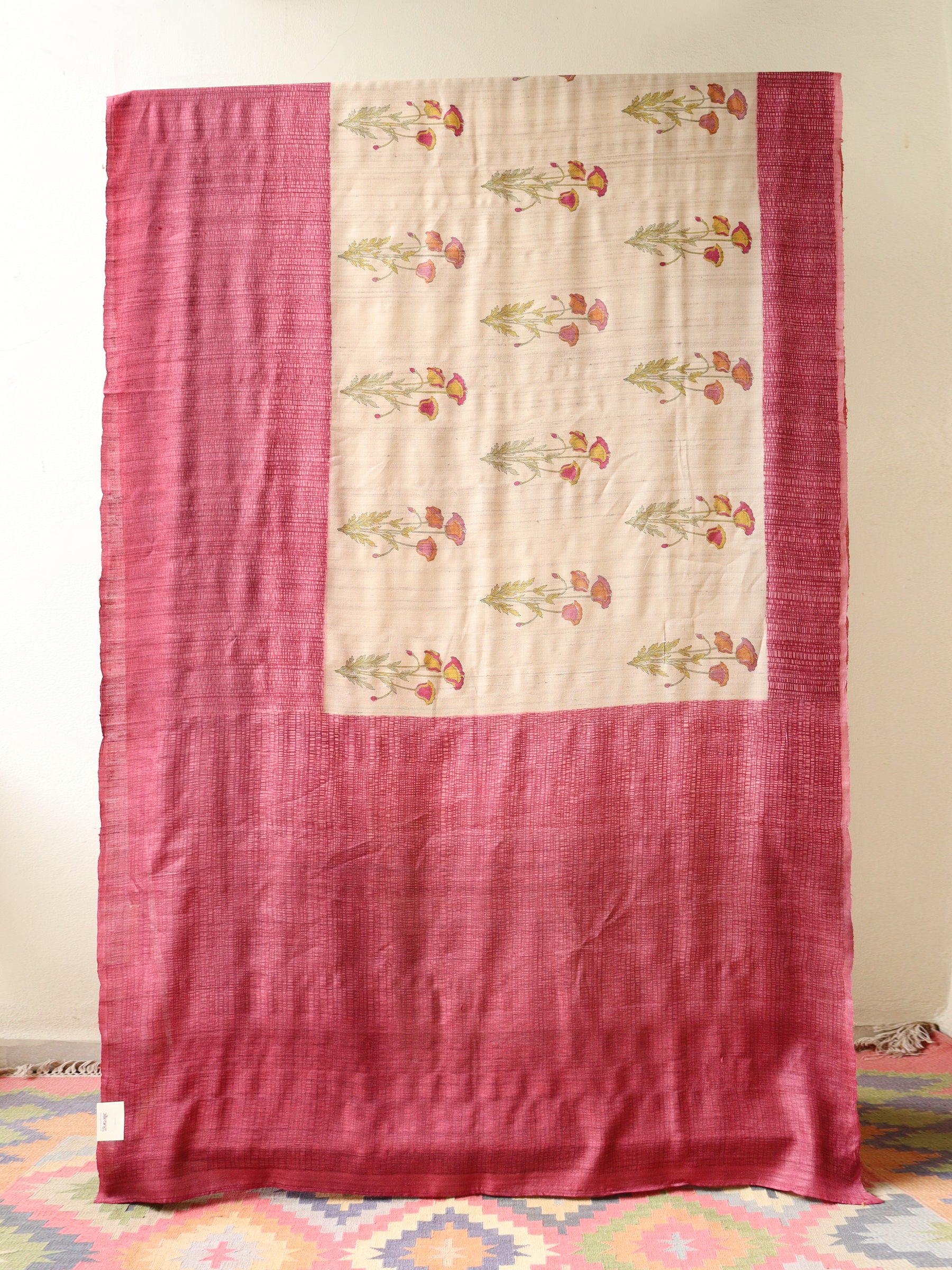 Beige Tussar Saree