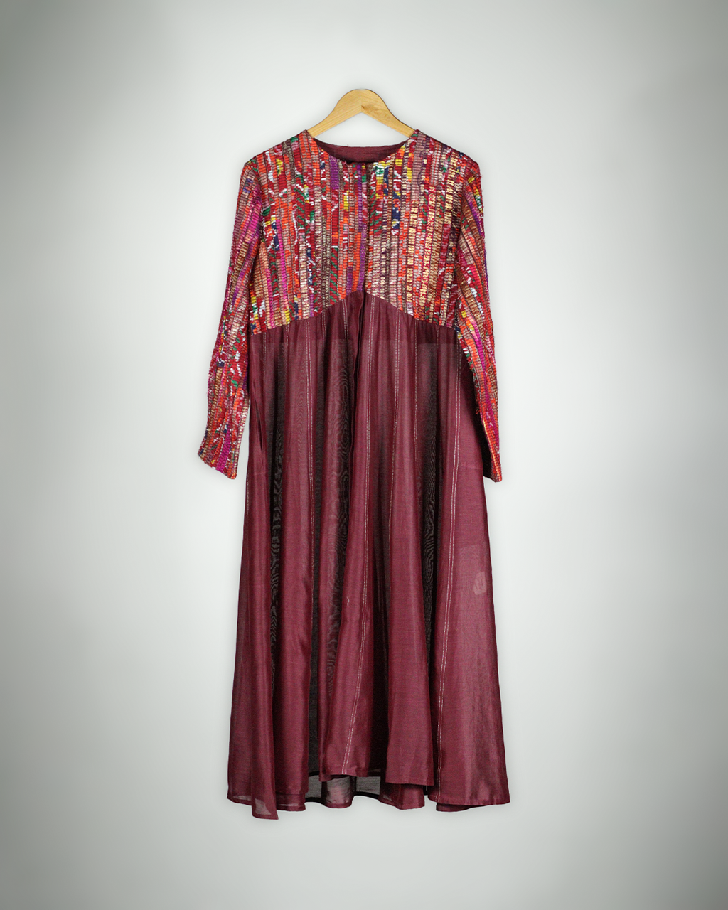 Maroon Handwoven Kurta Set