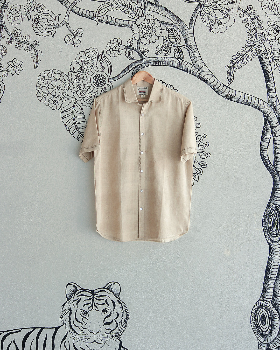 Beige Handwoven Khadi Shirt