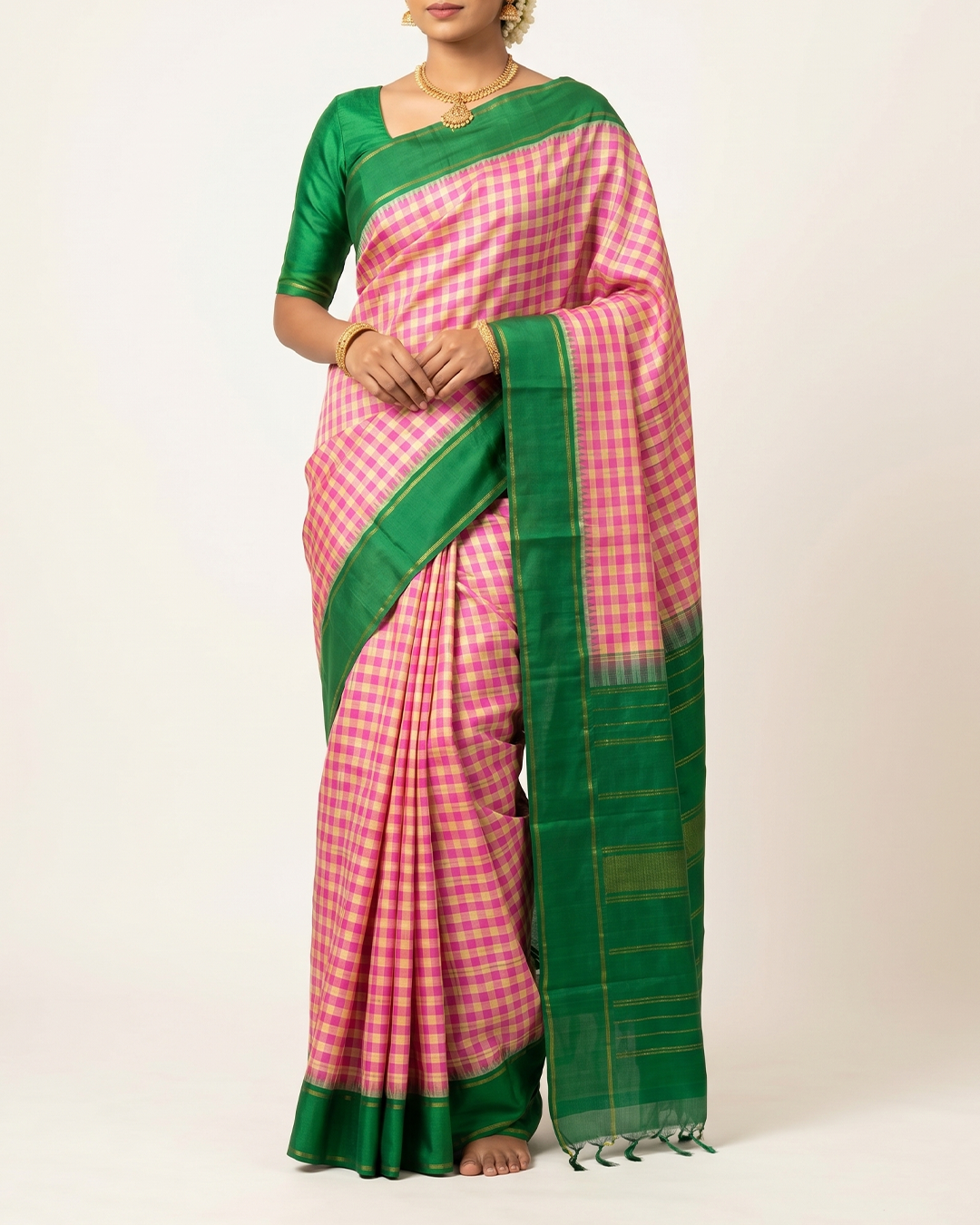 Pink Handwoven Kanjeevaram Silk Saree