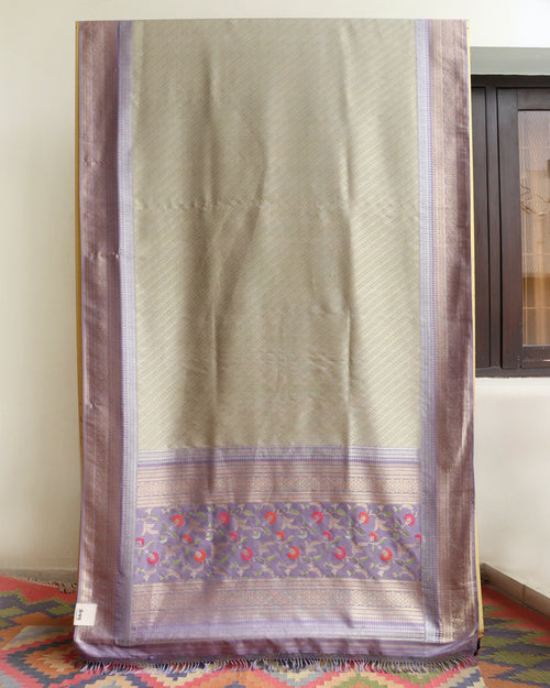 Beige Banaras Silk Saree