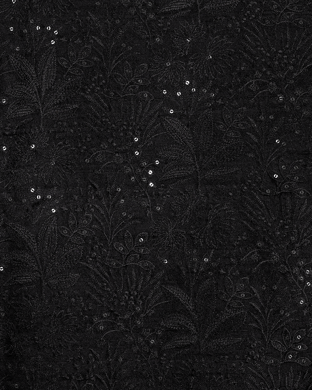 Black Handwoven Tussar Silk Embroidered Bandhgala