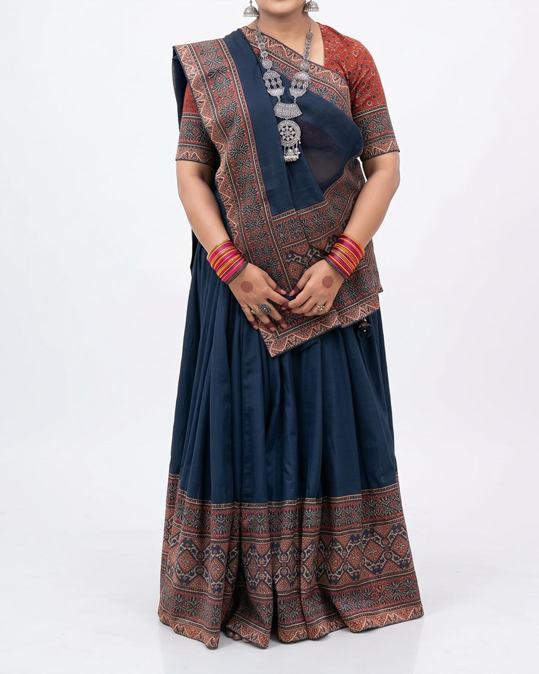 Handwoven Khadi Ajrakh Lehenga