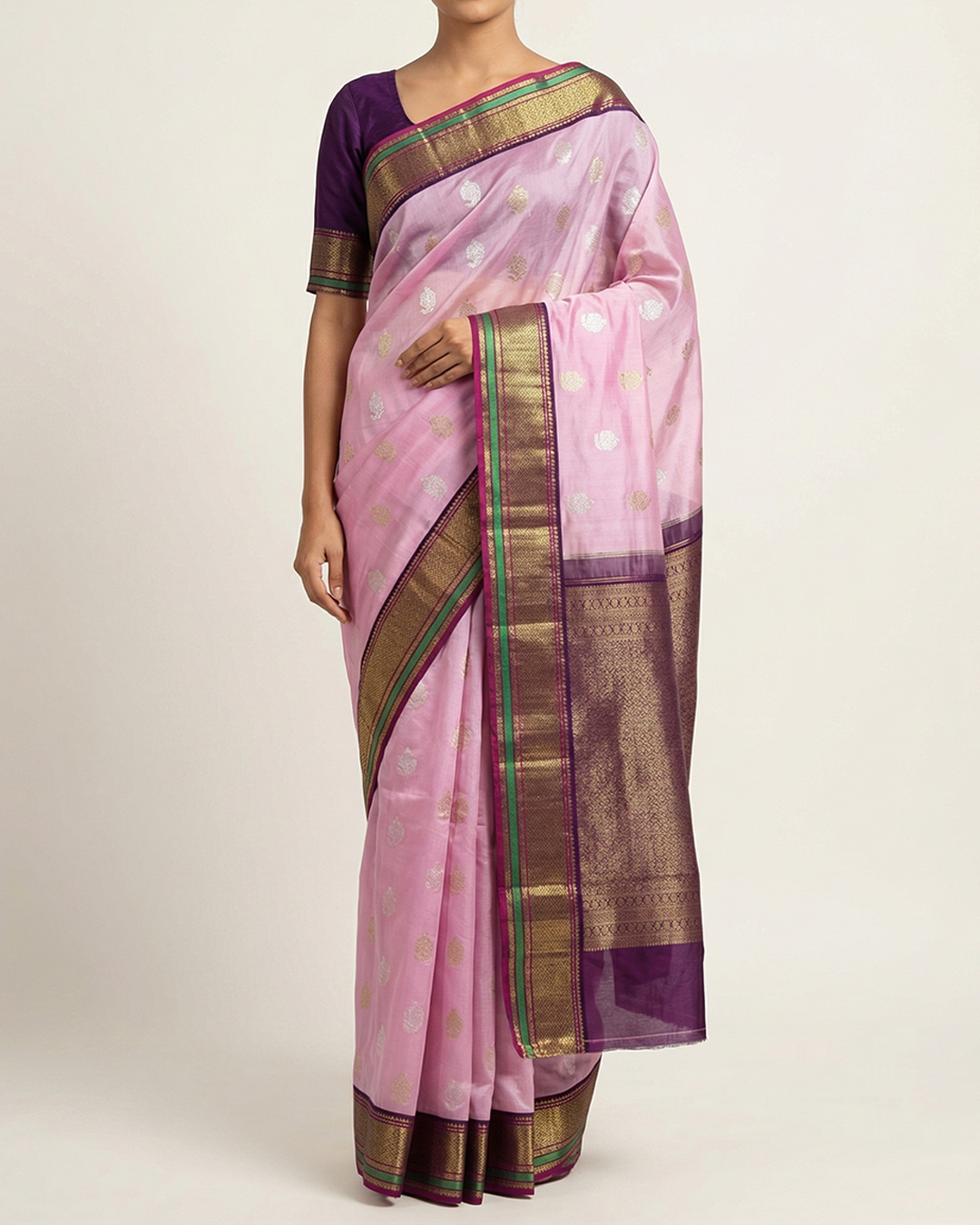 Pink Handwoven Kanjeevaram Silk Saree