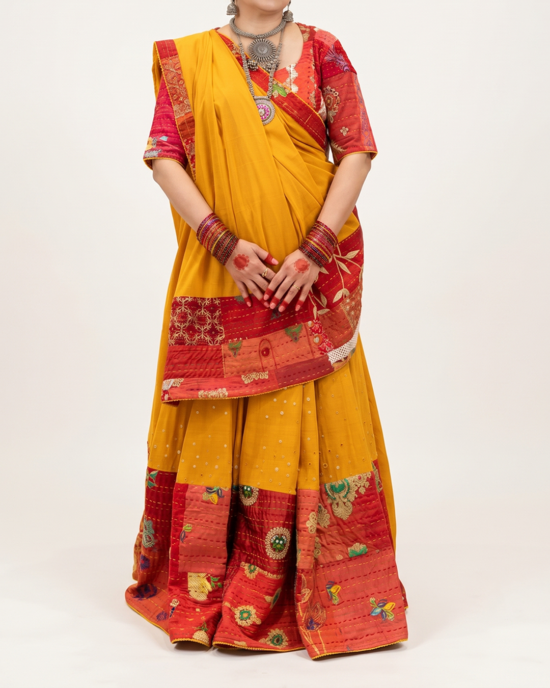 Handwoven Khadi Mirror Work Lehenga