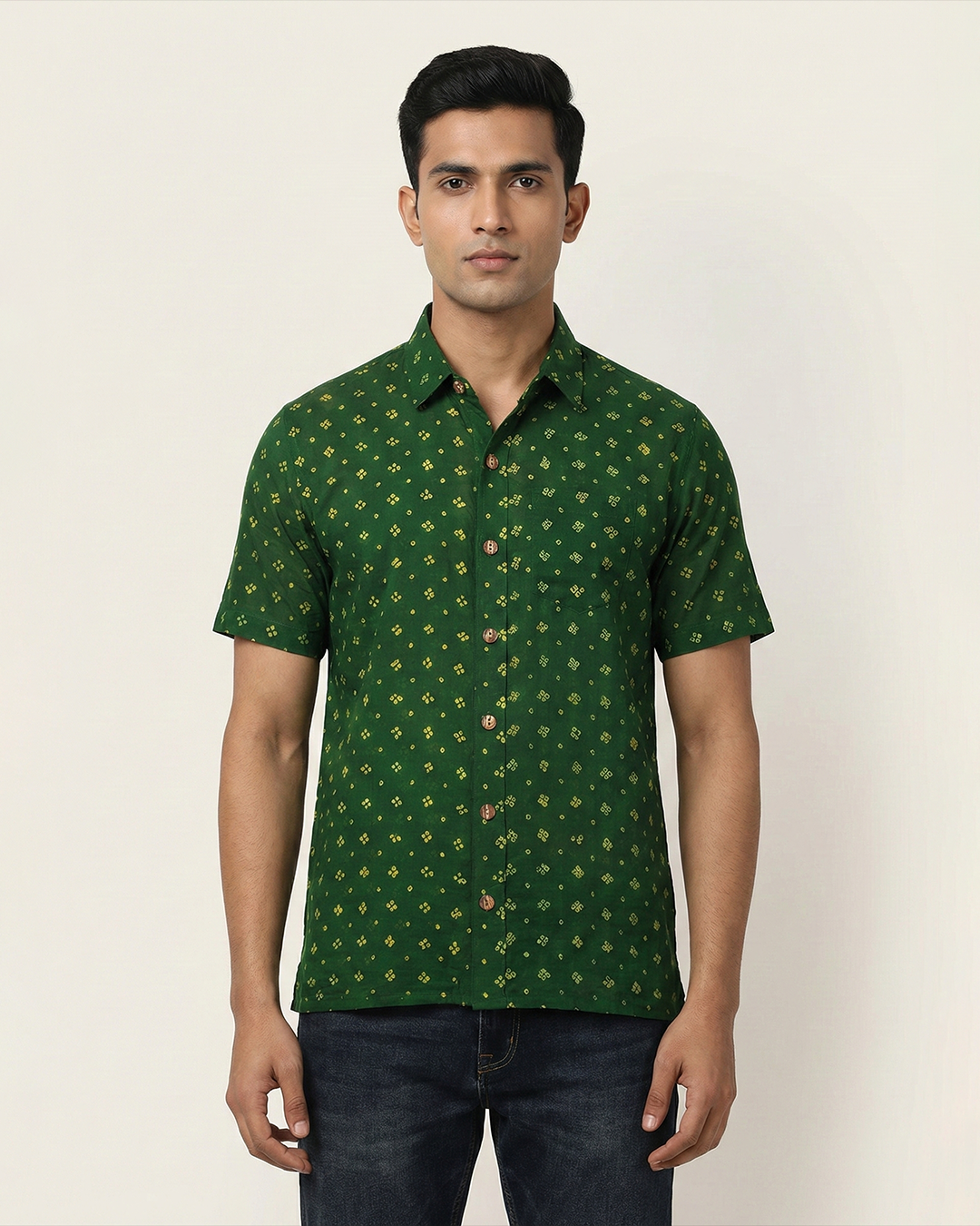 Green Handcrafted Bandhani Shirt
