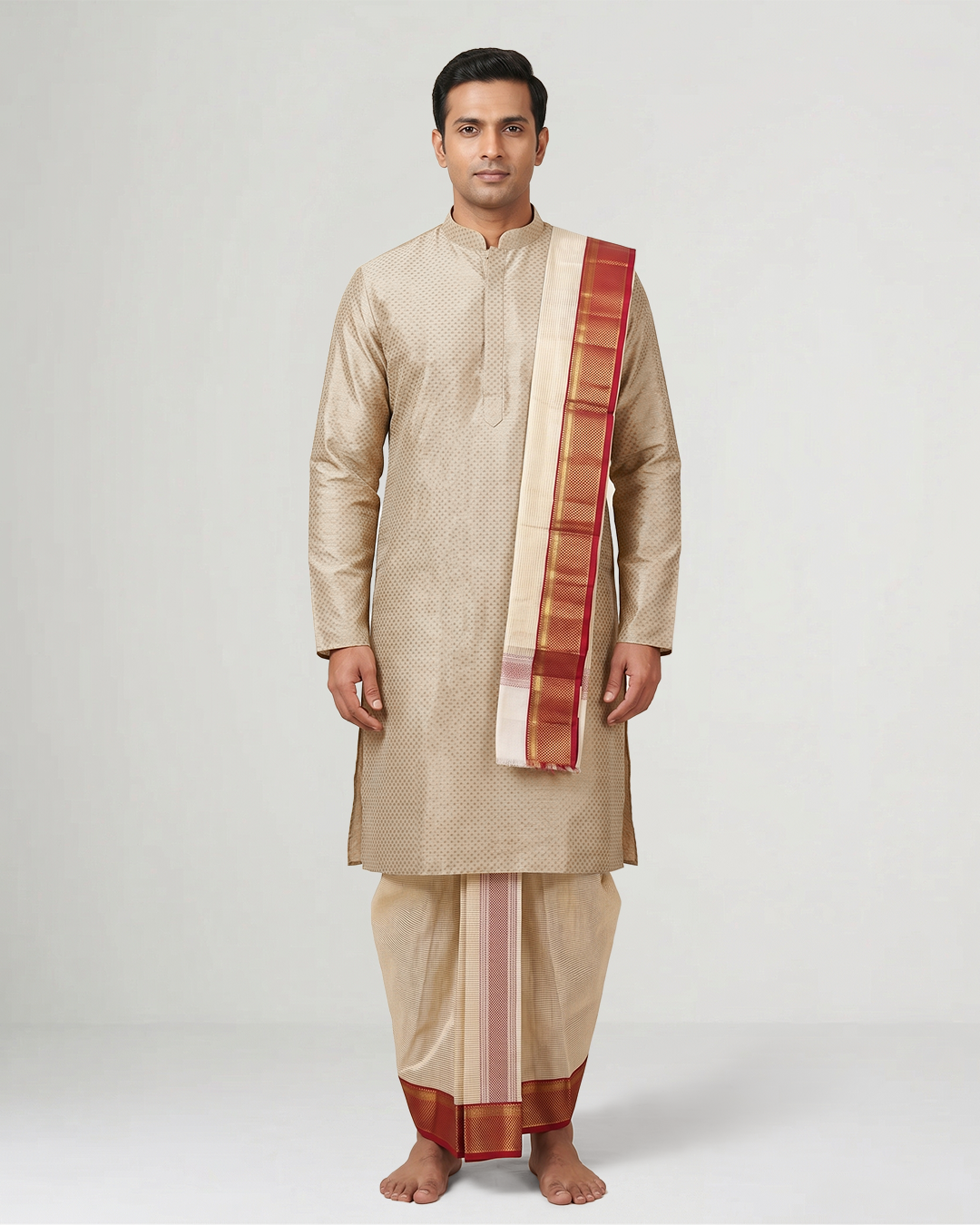 Handwoven Kanjeevaram Dhoti Kurta Set