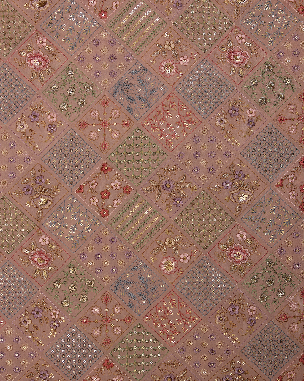 Light Pink Handwoven Chiffon Embroidered Kurta