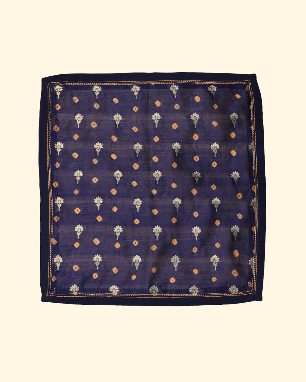 Blue Handwoven Bandhani Silk Pocket Square