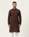 Brown Handwoven Matka Silk Kurta