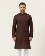 Brown Handwoven Matka Silk Kurta