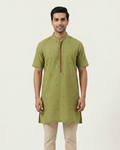 Green Handwoven Khadi Short Kurta