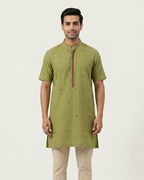 Green Handwoven Khadi Short Kurta