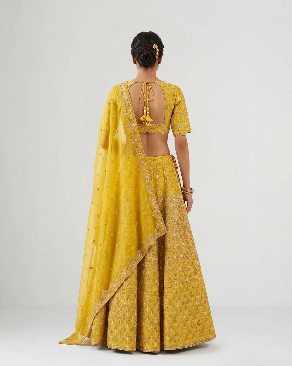Yellow Suryalekha Hand-Embroidered Lehenga Set