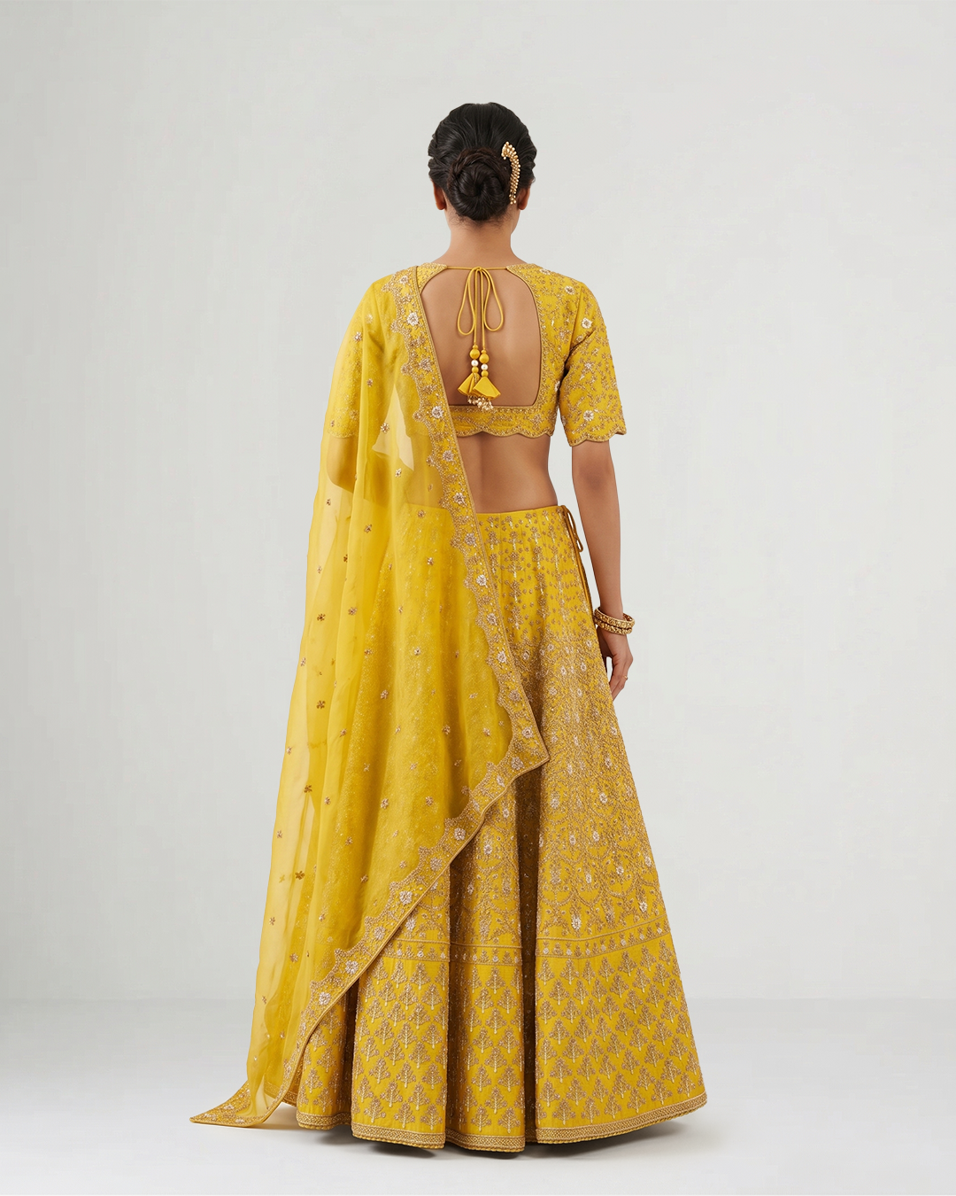 Yellow Suryalekha Hand-Embroidered Lehenga Set
