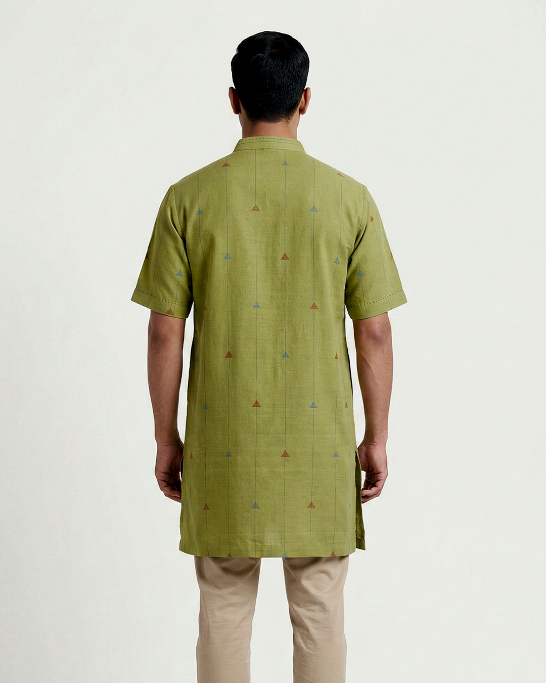 Green Handwoven Khadi Short Kurta