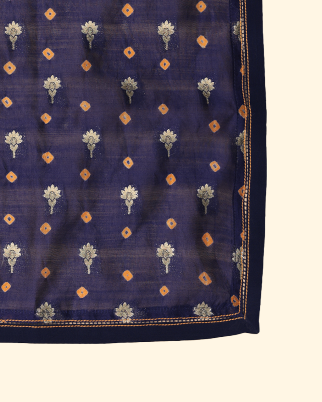 Blue Handwoven Bandhani Silk Pocket Square