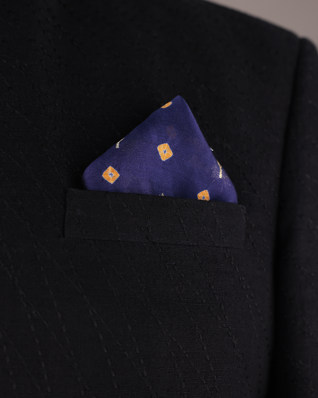 Blue Handwoven Bandhani Silk Pocket Square
