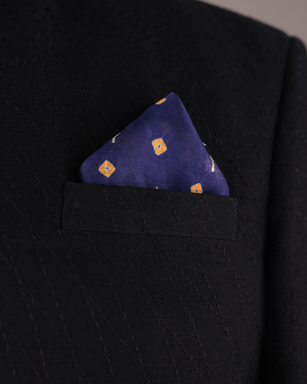 Blue Handwoven Bandhani Silk Pocket Square