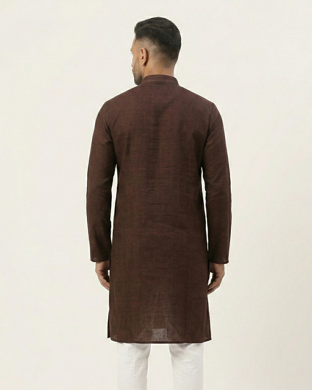 Brown Handwoven Matka Silk Kurta