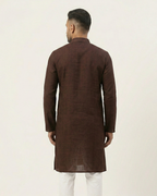 Brown Handwoven Matka Silk Kurta