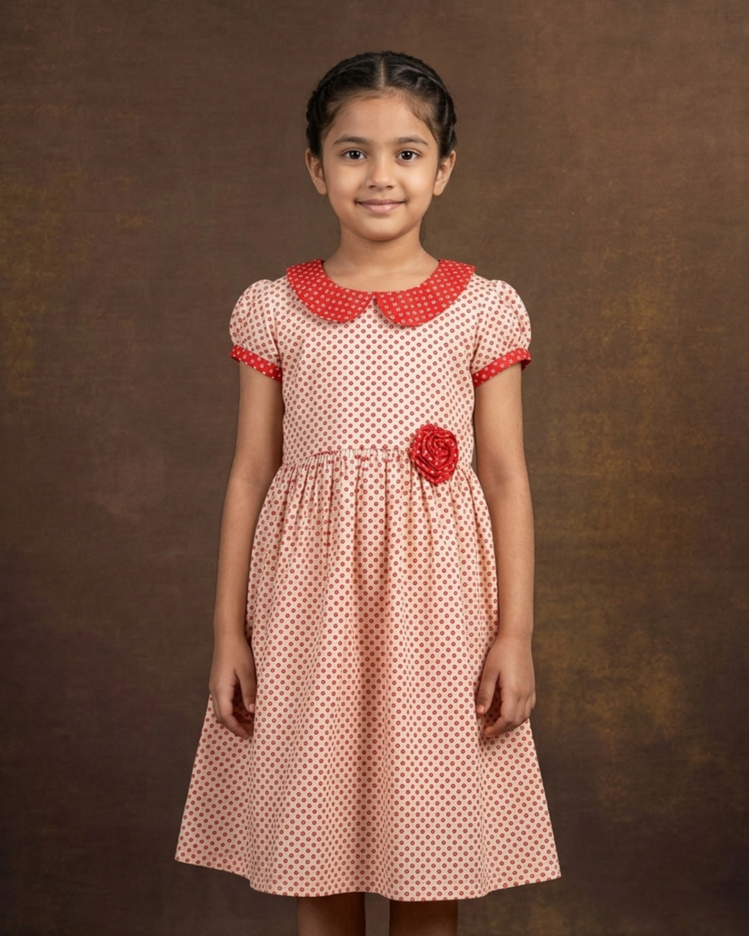 Peach Bandhani Printed Frock