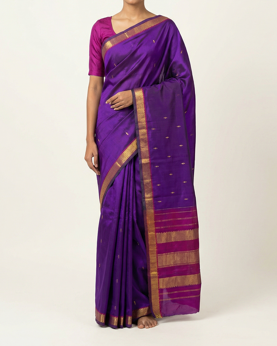 Purple Handwoven Kanjeevaram Silk Saree