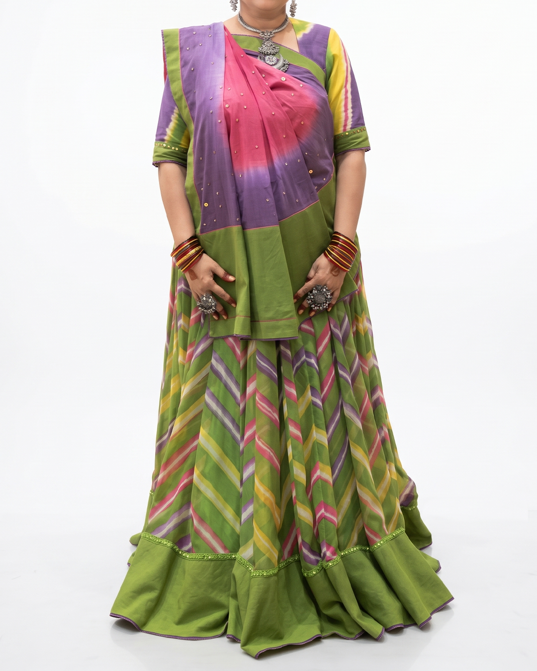 Handwoven Kota Leheriya Lehenga