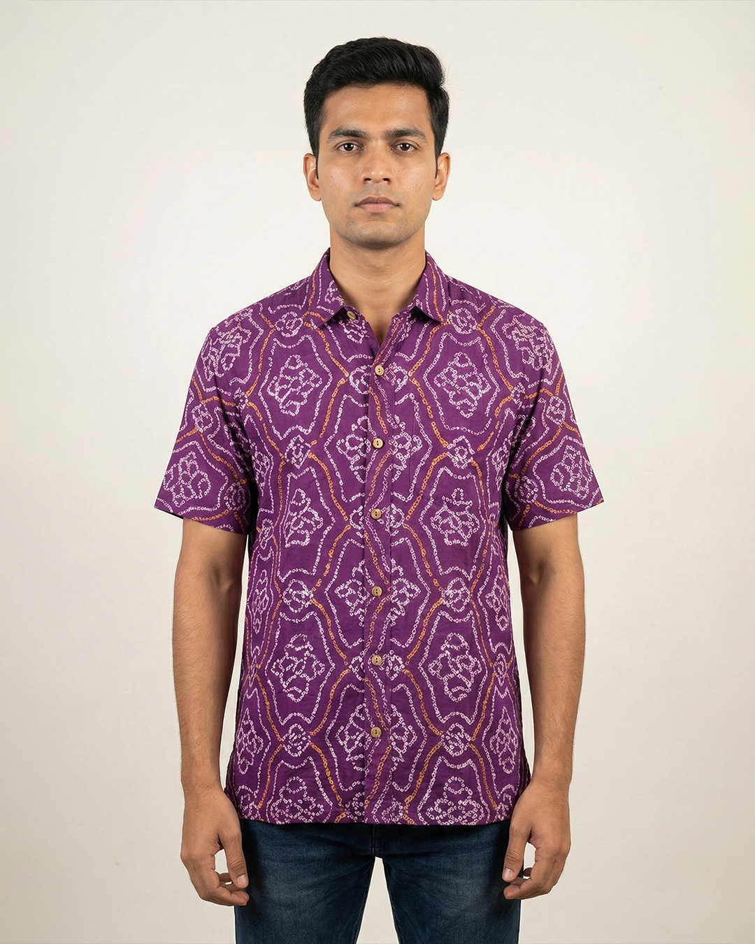 Purple  Handcrafted Bandhani Shirt