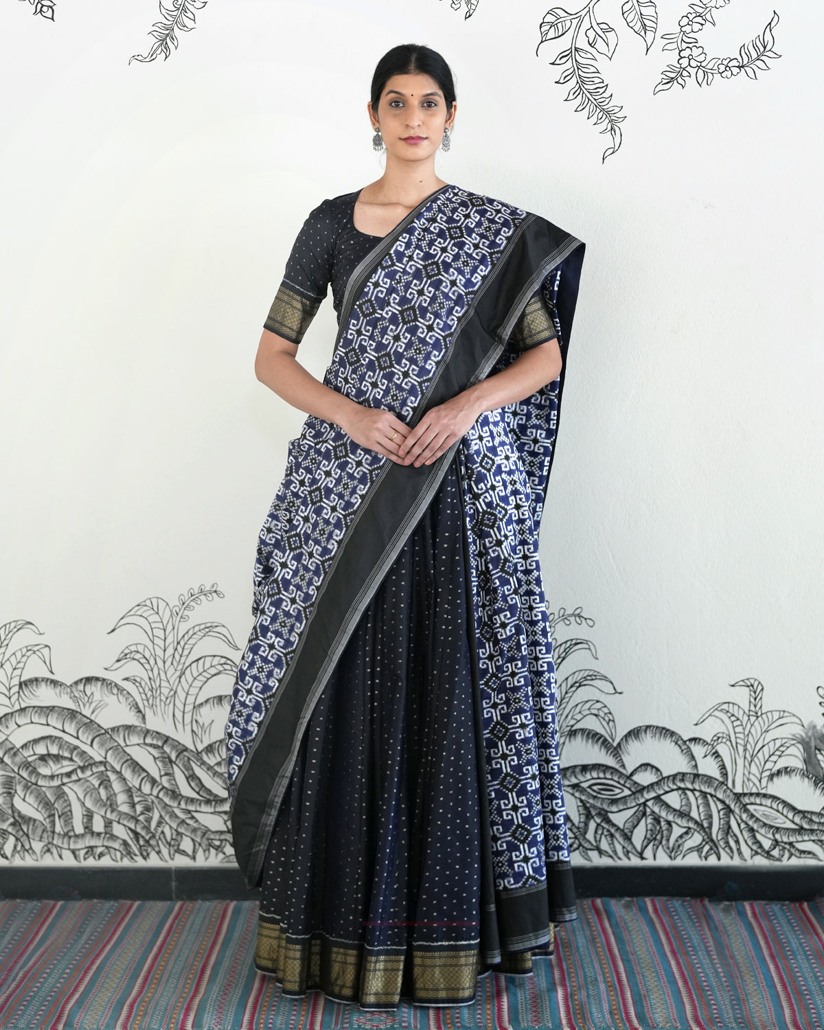 Black Handwoven Silk Double Ikat Lehenga