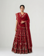 Red Raktambara Hand-Embroidered Lehenga Set