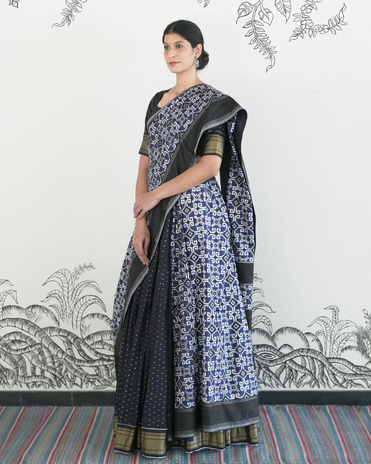Black Handwoven Silk Double Ikat Lehenga
