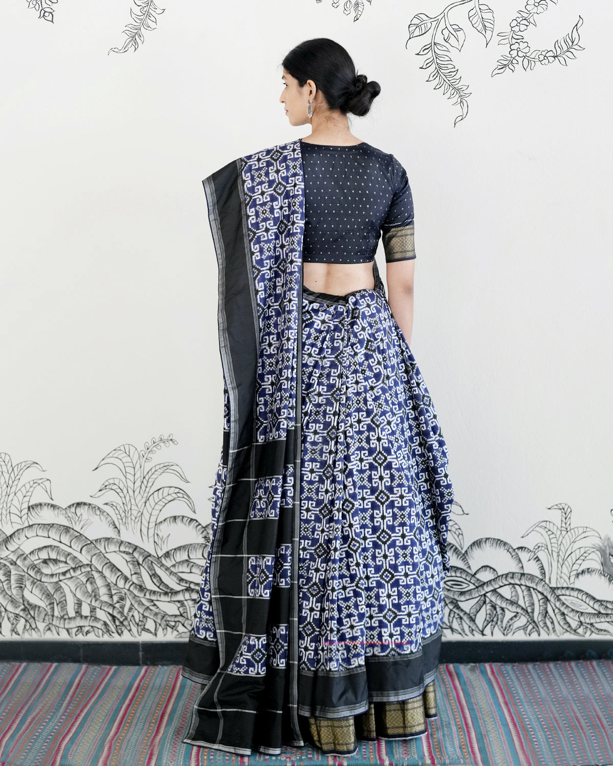 Black Handwoven Silk Double Ikat Lehenga